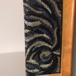 Black, Gold and Silver beaded clutch